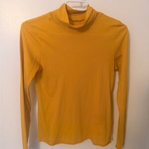 Anthropologie Women's Mustard Long-Sleeve Turtleneck Top